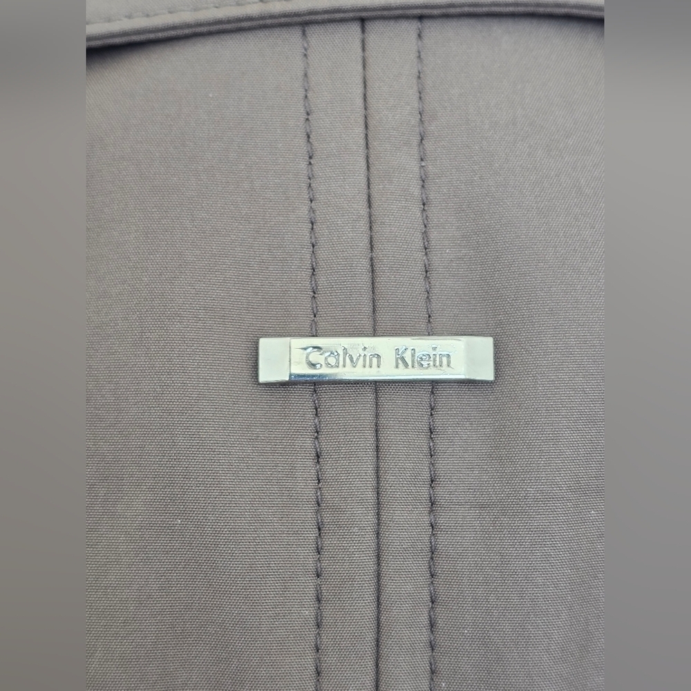 Calvin Klein Womens trench jacket coat Sz S brown button down, waist belt - Picture 6 of 10